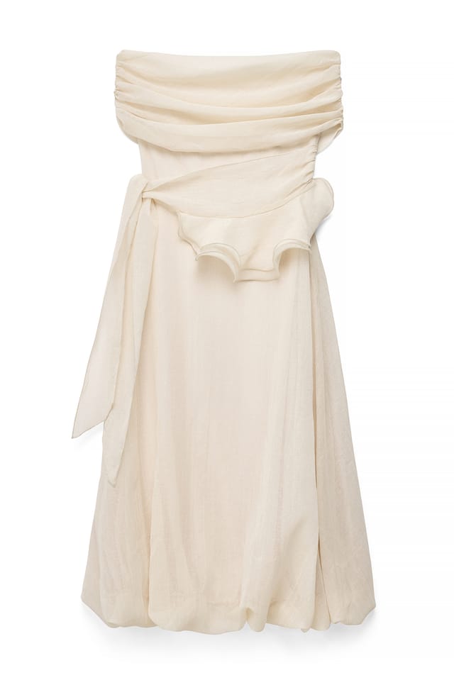 Cream Sheer Off Shoulder Midi Dress