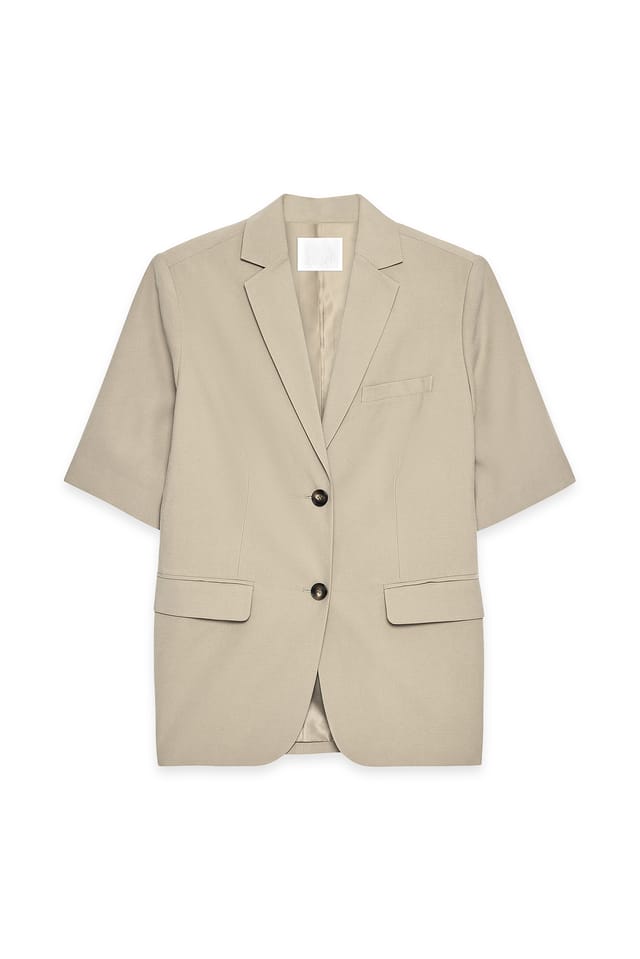 Taupe Blazer med korte ærmer