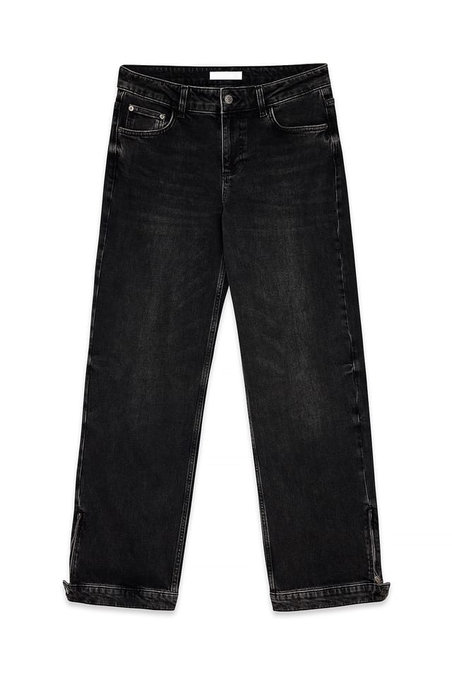 Dark Grey Jeans mit Schlitzdetail