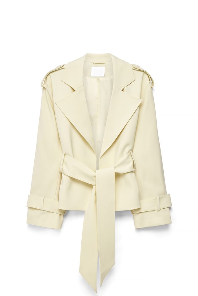 Light Yellow Mjuk trenchcoat med bälte