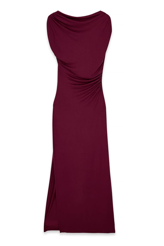 Burgundy Soft Line drapiertes Maxikleid
