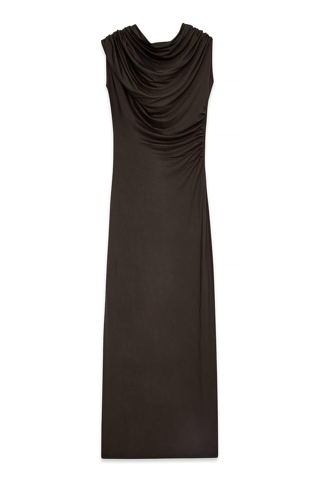 Dark Brown Soft Line drapiertes Maxikleid
