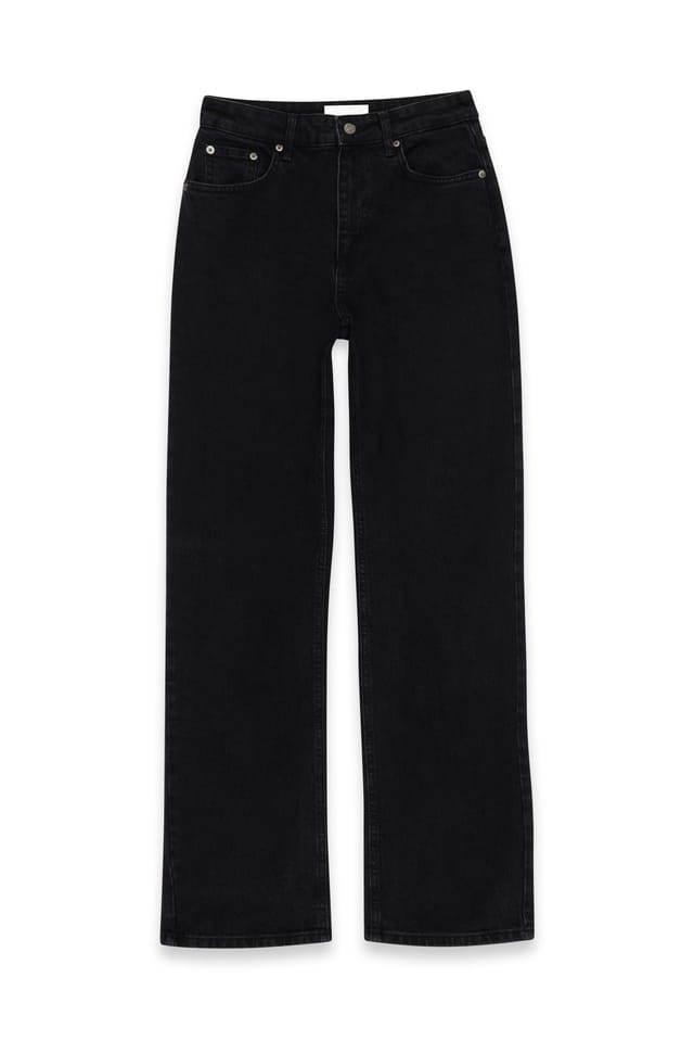 Washed Black Straight High Waist Jeans
