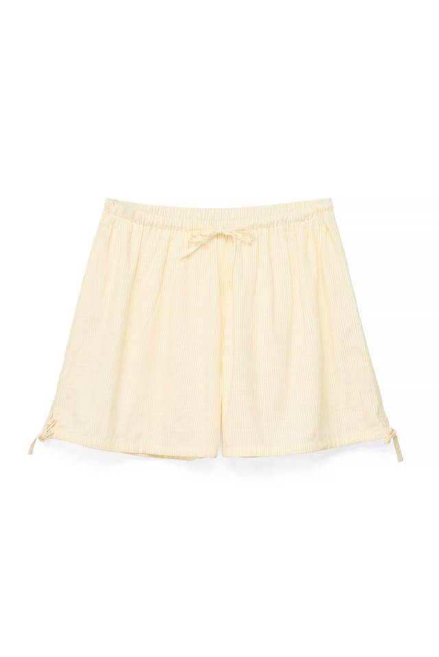 Yellow Stripe Stripete ballongshorts med middels liv