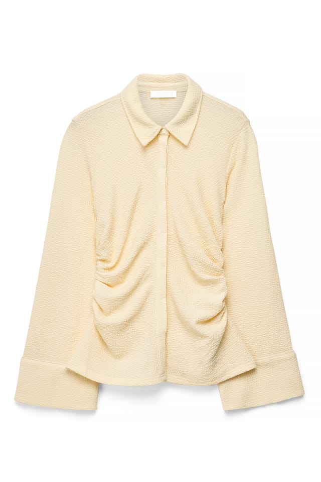 Light Yellow Skjorte med struktur og krave