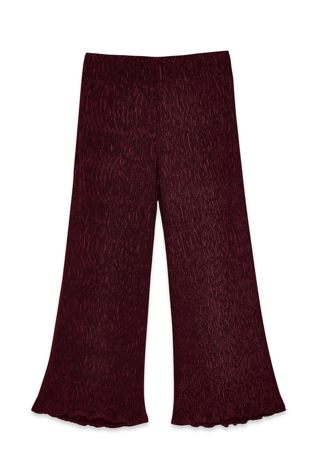 Burgundy Strukturierte Hose mit mittlerer Taille