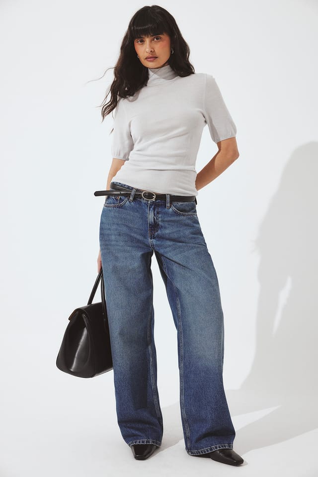 Mid Blue Studio lage halfhoge losse jeans
