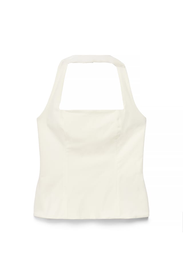 Cream Tailored Halterneck Corset Top