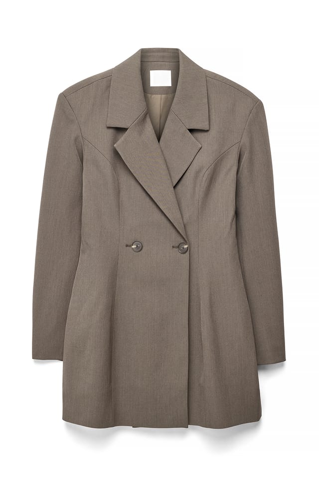 Taupe Skræddersyet timeglas-blazer-kjole