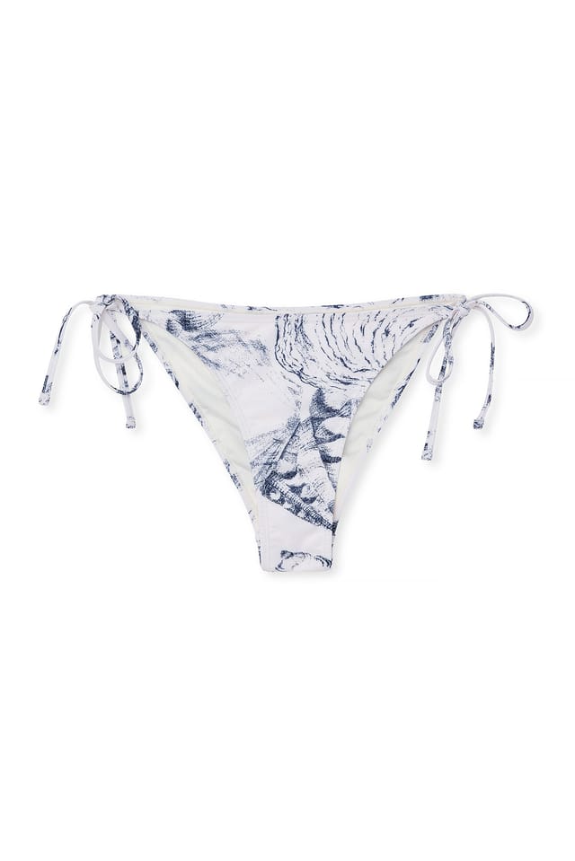 Blue Stone Pattern Bikinibroekje met strikbandjes