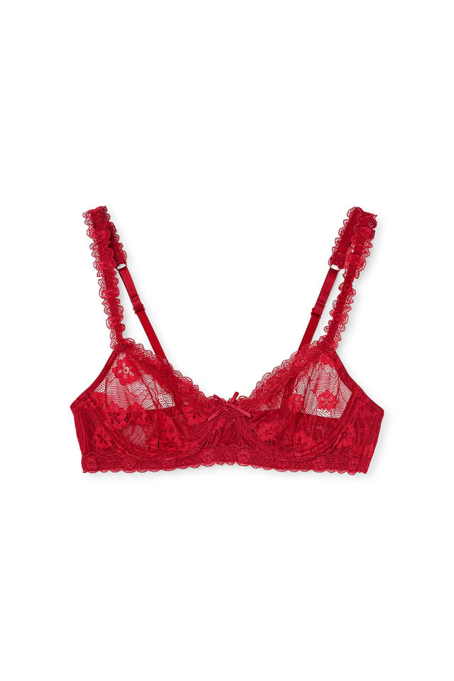 Red Underwired Lace Bra