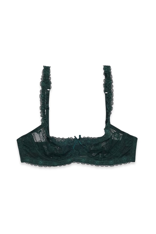 Deep Green Underwired Lace Bra