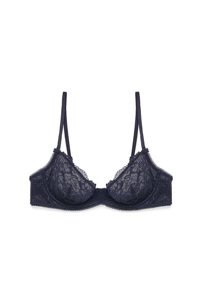 Dark Blue Bygel-bh i spets