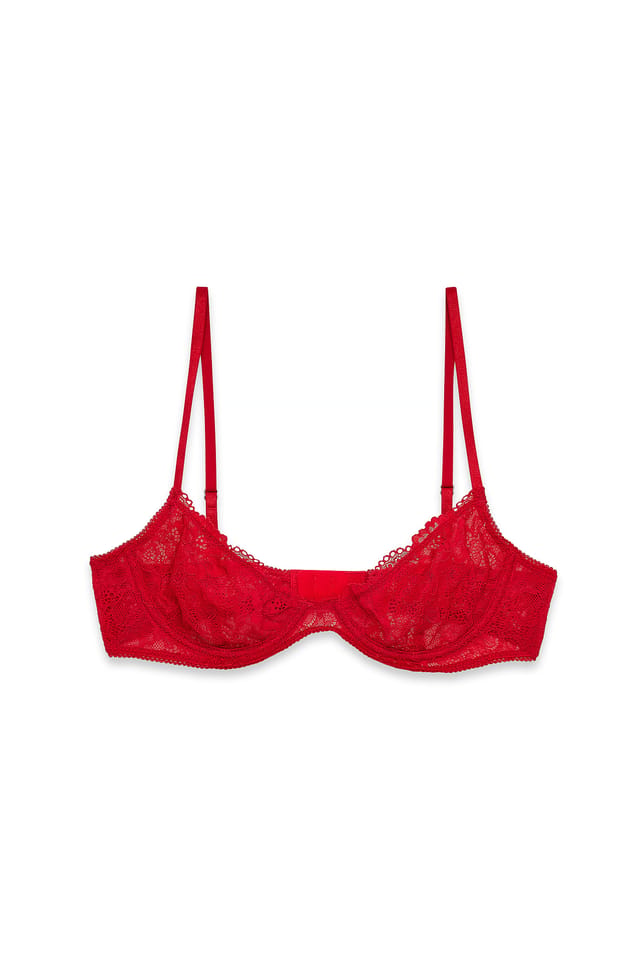 Red Underwired Lace Bra