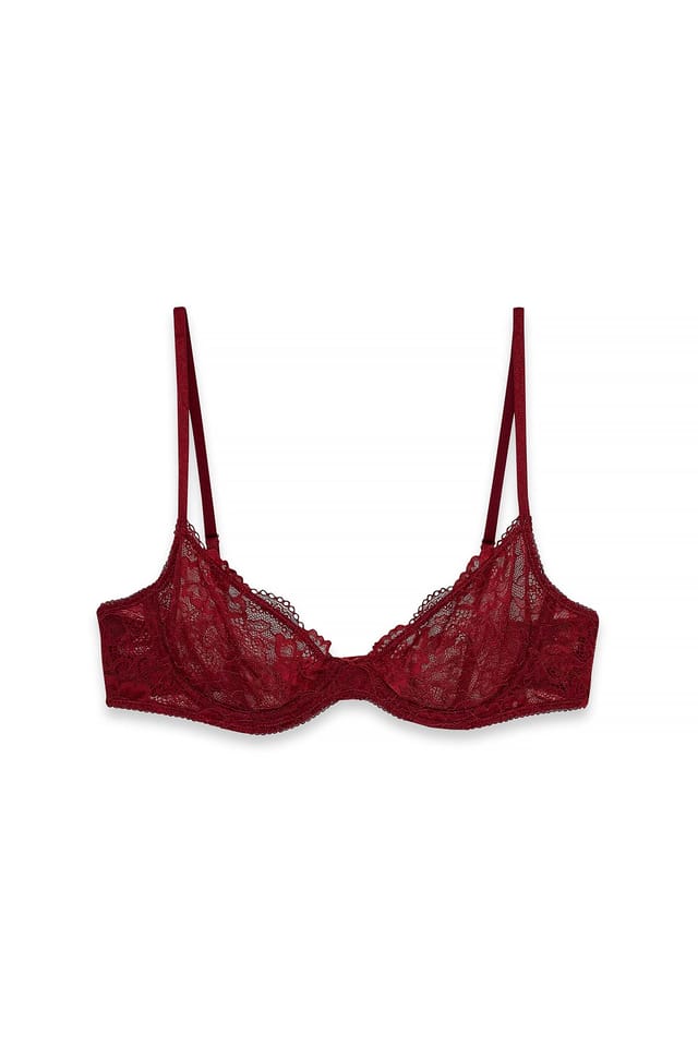 Burgundy Underwired Lace Bra