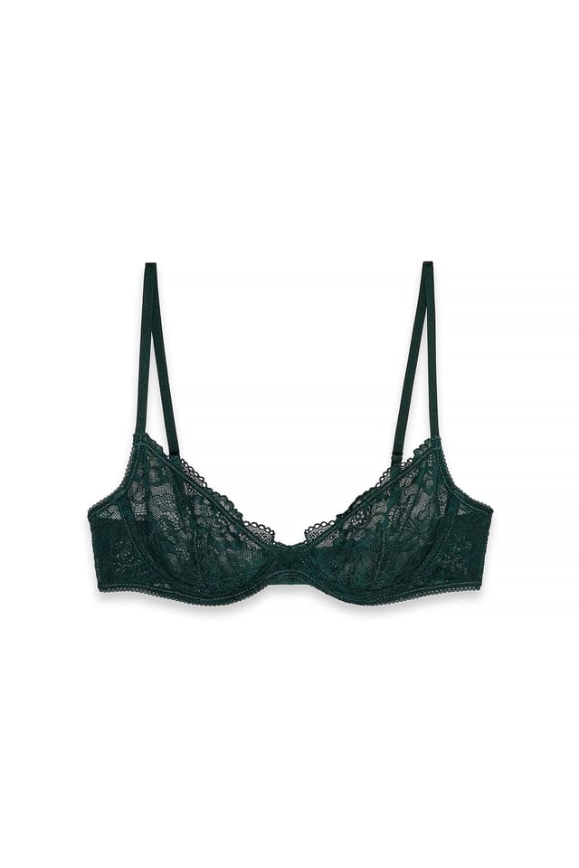 Deep Green Underwired Lace Bra