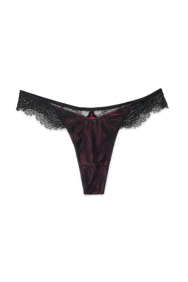 Wine Red V-Schnitt Wimpern-Tanga