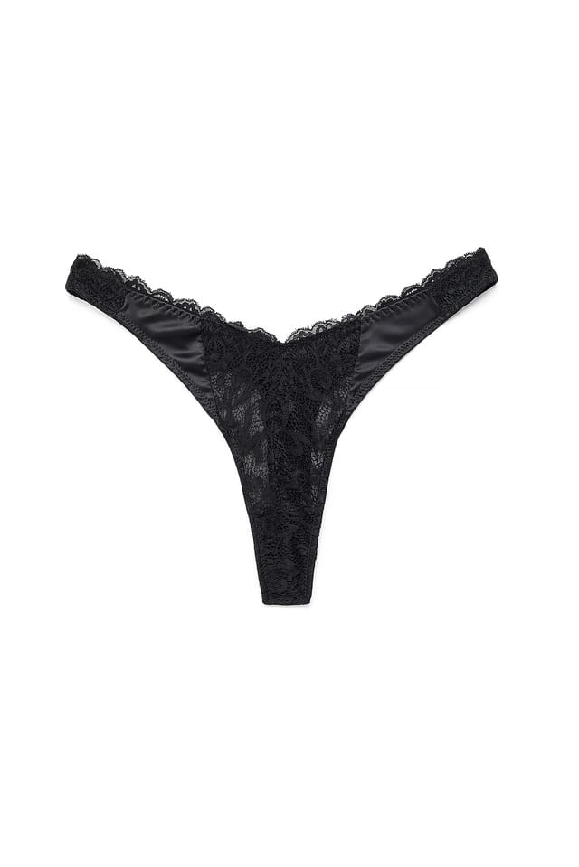 Black V-Shaped Lace String