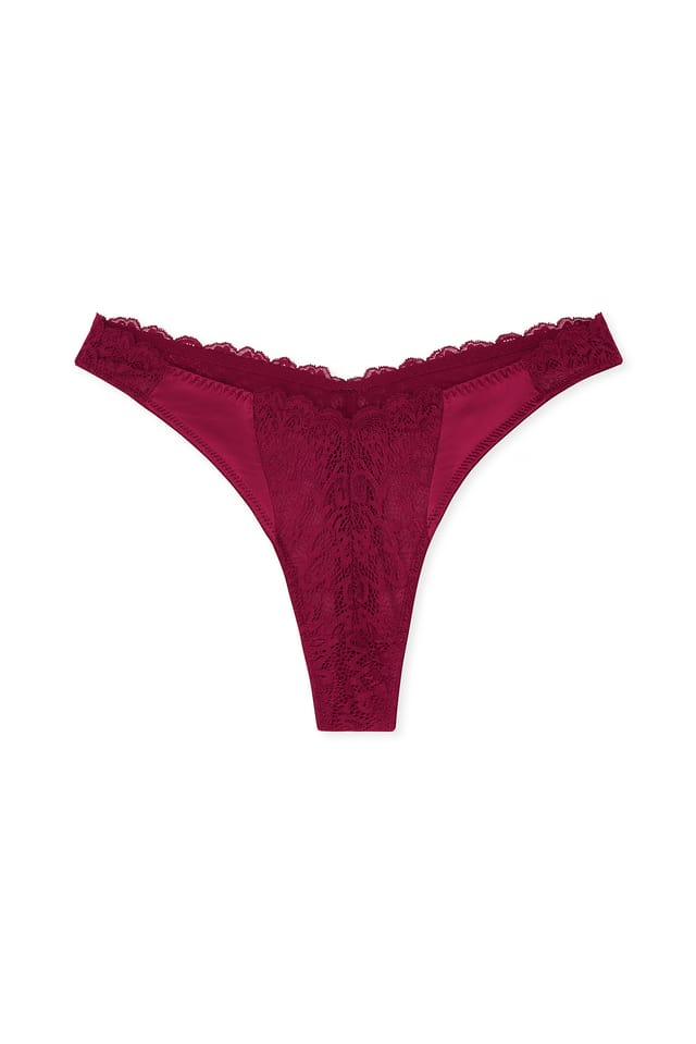 Burgundy V-Shaped Lace String