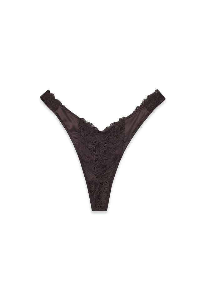 Chocolate Brown V-Shaped Lace String