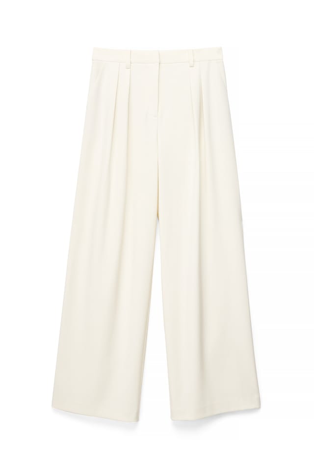 White Wide High Waist Suit Pants