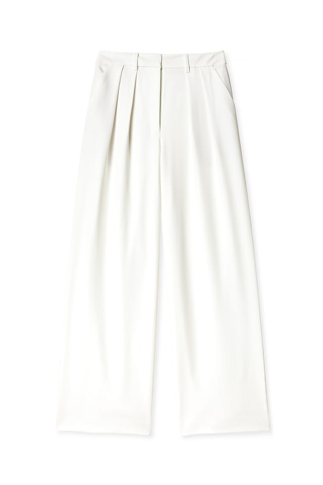 White Wide High Waist Suit Pants