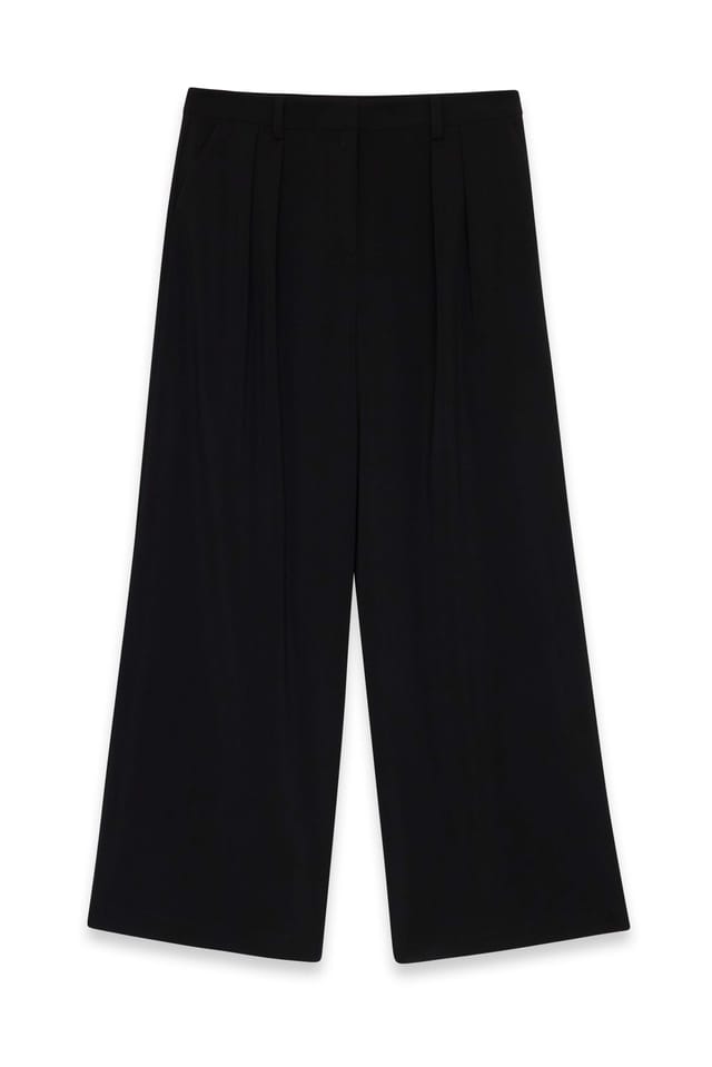 Black Pantalon de tailleur large à taille haute