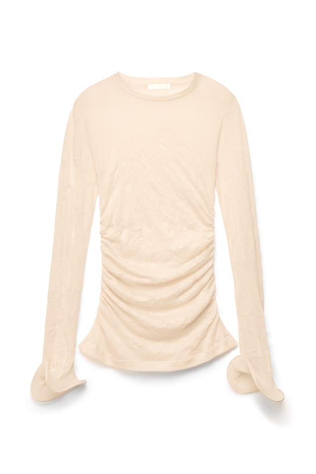 Offwhite Jersey-top med flettede ærmer