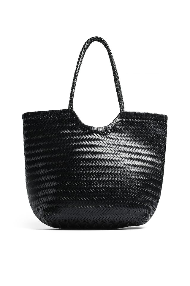 Black Vävd toteväska i läder