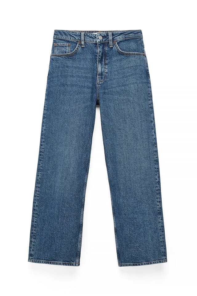 Mid Blue Yard enkeljeans met hoge taille