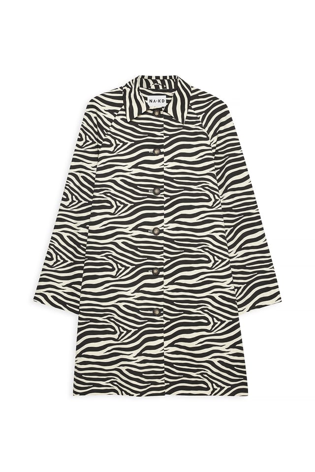 Zebra Trenchcoat mit Raglanärmel