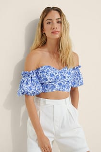 Bandeau-Oberteil Mit Puffärmeln
