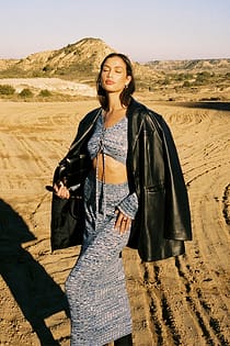High Waist Knitted Maxi Skirt