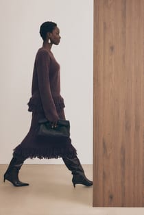 Knitted Fringe Midi Skirt