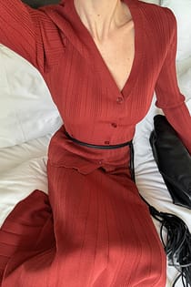 Knitted Irregular Rib Maxi Skirt