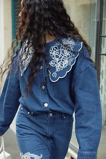 Lace Detail Denim Shirt