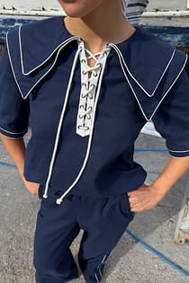 Baumwollbluse mit Spitzendetail