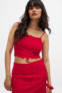 Linen Blend Anglaise Detail Top