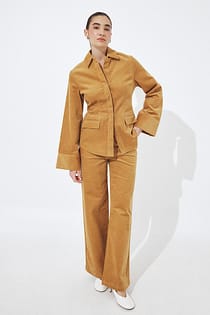 Low Waist Wide Leg Corduroy Trousers