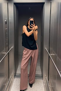Wide Mid Waist Suit Pants
