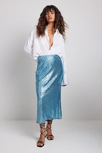 Fitted Midi Length Sequin Skirt