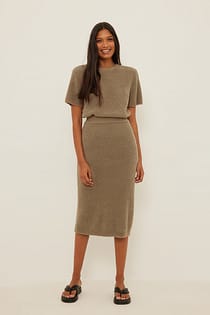 Fuzzy Knitted Midi Skirt