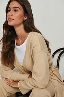 Long Knitted Wrap Cardigan