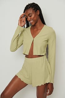 Gerecycled wafelstructuur loungewear top