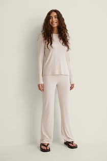 Soft Ribbed Wide Pants