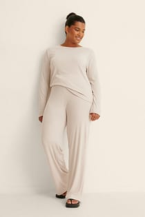 Recycled Soft Ribbed Wide Pants