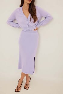 Ribbed Knitted High Waist Skirt