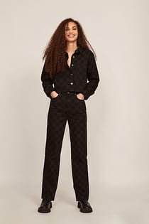 Straight Leg Printed Denim