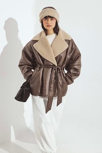 Oversize-Bonded-Jacke mit Gürtel