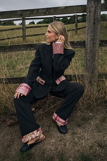 Regular fit blazer med rutiga detaljer